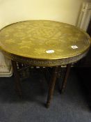 Brass Benares Table on Stand