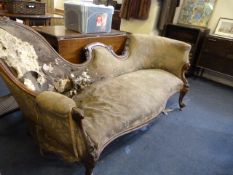 Victorian Mahogany Chaise Lounge in Need of Restoration