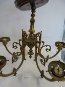 Brass 5 Arm Hanging Chandelier