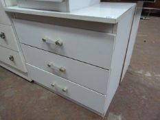 Pair of White Chests of 3 Drawers with Gilt Handles