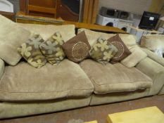 Fawn Sofa with Matching Easy Chair & Cushions