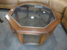 Octagonal Plate Glass Table with Undershelf