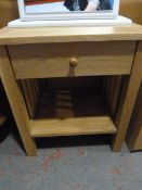 Oak Lamp Table with Drawer & Under Shelf