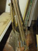 Assorted Garden Tools - Stainless Steel Fork - Rakes - Hoe - Shovels etc
