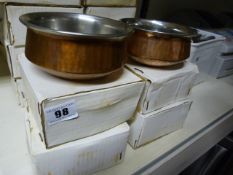 6 Circular Copper & Steel Balti Dishes