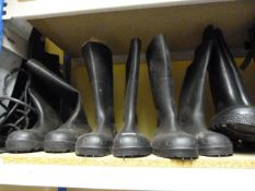 4 Pairs of Black Steel Toe Capped Wellington Boots - Various Sizes