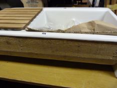 Bowl & 1/2 Ceramic Sink Complete with Swan Neck Tap