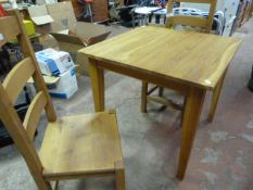 Oak Dining Table with 2 High Back Chairs