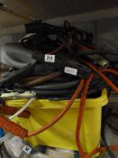 Box Containing Extension Leads - Oxyacetylene Pipes & Jump Leads etc