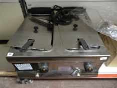 Stainless Steel 2 Basket 2 Compartment Counter Top Fryer