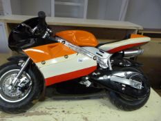 Petrol Driven Mini Moto Motorcycle - Black/Red/Orange/Cream