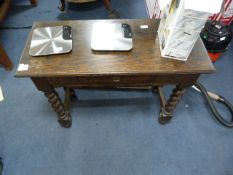 Edwardian Oak Hall Table with Barley Twist Legs