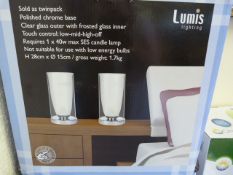 *Box Set of 2 Lumis Clear Glass Touch Lights