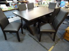 *Dark Oak Extending Dining Table with 6 Chairs