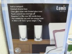 *Box Set of 2 Lumis Clear Glass Touch Lights