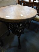 Solid Oak Circular Bar Table on Cast Iron Legs