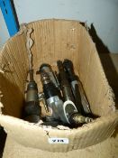 Box Containing 5 Pneumatic Tools Including Socket Guns - Drills - Needle Gun etc