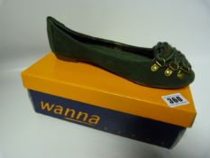 Pair of Wanna Ladies Slip on Shoes Green - Size 38