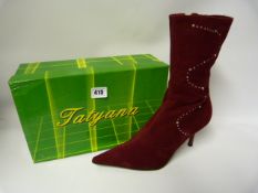 Pair of Red Suede Cowboy Boots - Size 39