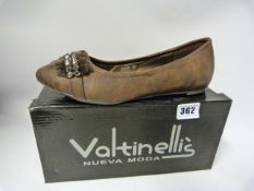 Pair of Valtinellis Ladies Slip on Shoes Brown - Size 38