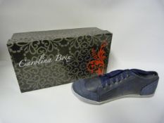 Pair of Carolina Boix Murano Lace Up Blue Leather Shoes - Size 37