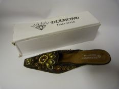 Pair of Diamond Italian Style Brown Shoes - Size 38