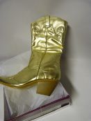 Pair of Gold Ladies Cowboy Boots - Size 38