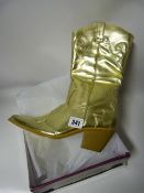 Pair of Gold Ladies Cowboy Boots - Size 36