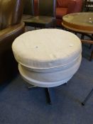 White Circular Occasional Table & 2 Cushions