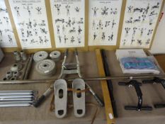 Selection of Weight Lifting Gear Including Weights - Bars etc
