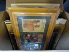 Box Containing Assorted Framed Prints