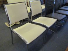 2 Chrome & Cream Leather Chairs