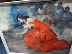 Framed 1960's Print Spanish Flamenco Dancer