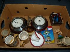 Box Containing Wall Clocks - Barometer - Steins etc