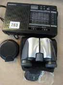 Grundig Yachtboy Radio & Pair of Olympus 8 x 21 Field Glasses