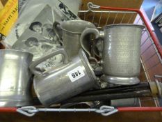 Collection of Pewter Mugs - Camera Tripods - Roy Rogers Records etc