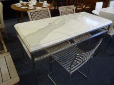 Marble Topped Kitchen Table & 2 Chairs