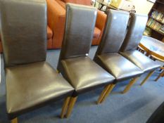 *4 Brown Leatherette Dining Chairs
