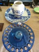 Blue Delft Charger - Blue & White Vase - Glass Bowl & Paper Weight