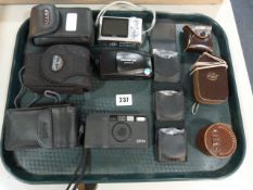Tray Containing Olympus & Other Cameras - Lenses etc