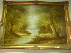 Gilt Framed Oil Painting Depicting a Country Scene