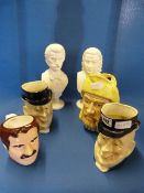 4 Toby Jugs & 2 Parian Style Heads