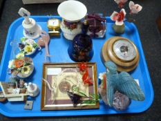 Tray Containing Wall Barometer - Small Royal Albert Vase - Glass Vases etc