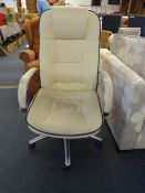 Cream Leather Swivel Chair