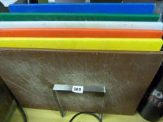 Set of Coloured Chopping Boards in Rack