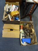4 Boxes of Tools - Paint Brushes - Planes etc