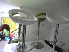 Pair of Chrome & White Gas Lift Bar Stools