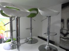 Pair of Chrome & White Gas Lift Bar Stools