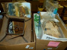 Box containing Prints - Plates - Lightbulbs etc