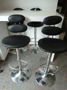 Pair of Black Leather & Chrome Gas Lift Bar Stools